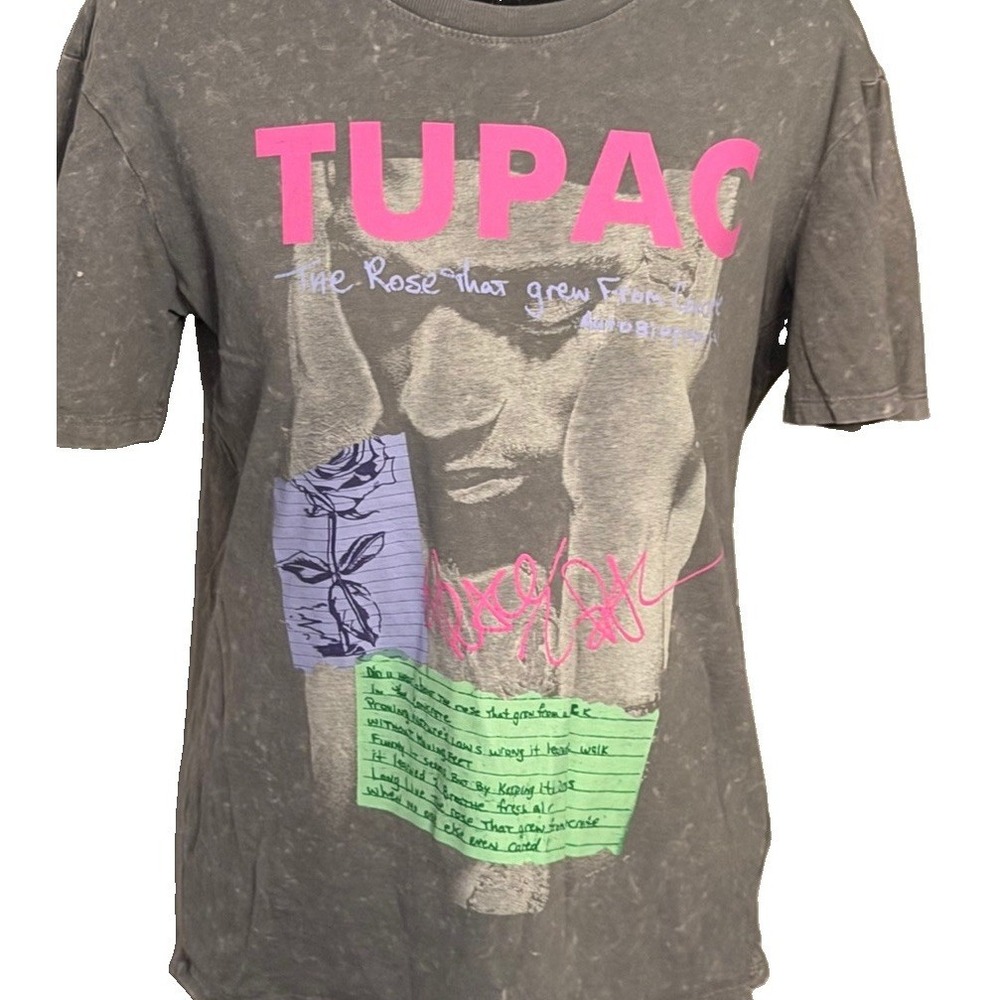 2pac Tupac Shakur Women's Small Gray Short Sleeve T-Shirt